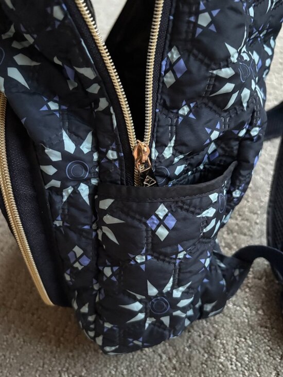 LUBUNNY Korea Navy Blue Gold Foldable Mini Backpack Waterproof with Side Pockets main image 4